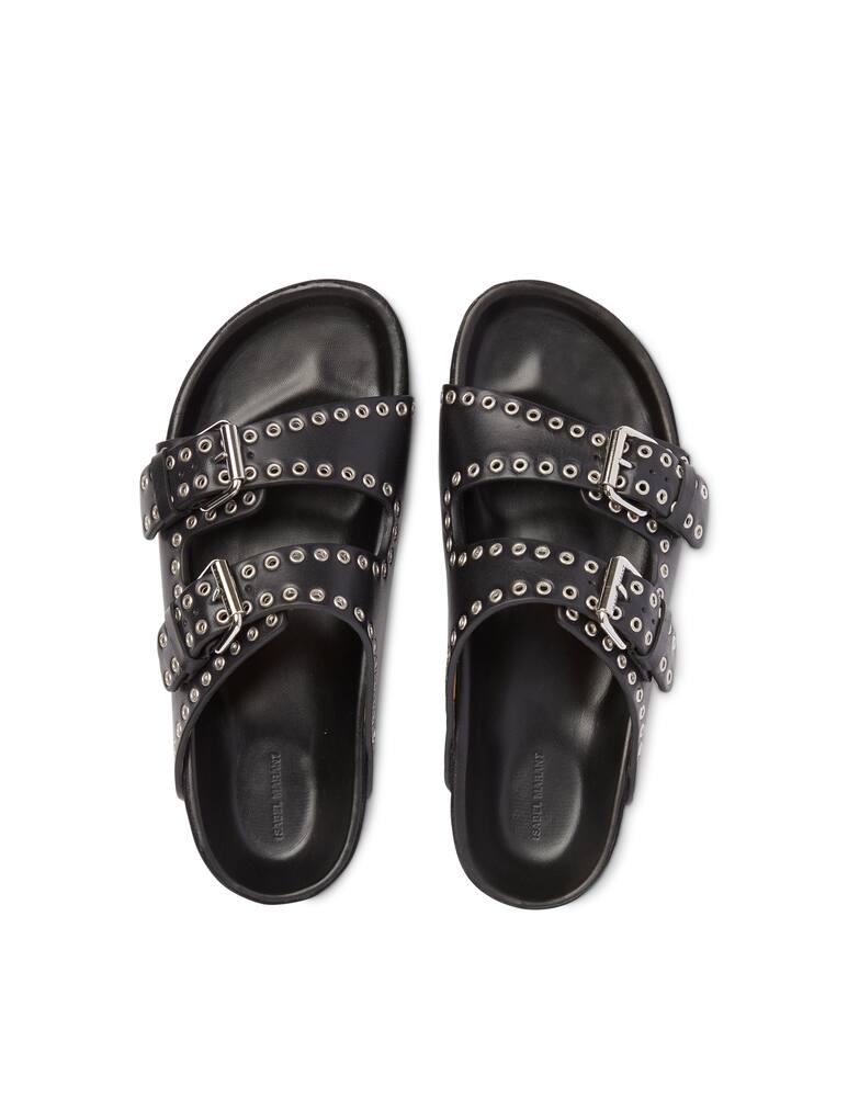 Isabel Marant Lennyo leather slides sandals - black - picture 3 Isabel Marant Lennyo leather slides sandals - black - picture 3