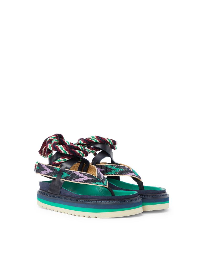 Isabel Marant Edeme leather flat sandals with ribbons - blue - picture 2 Isabel Marant Edeme leather flat sandals with ribbons - blue - picture 2