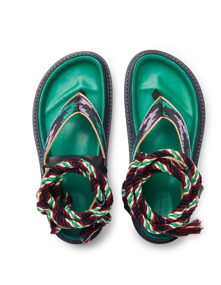 Isabel Marant Edeme leather flat sandals with ribbons - blue - picture 3 Isabel Marant Edeme leather flat sandals with ribbons - blue - picture 3