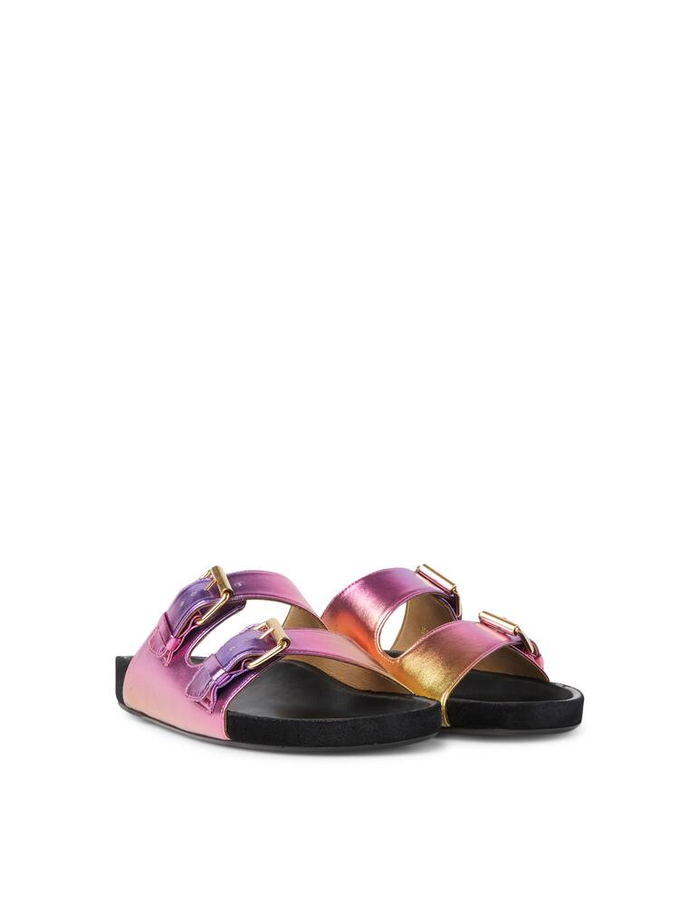 rinascente Isabel Marant Lennyo metallic leather flat sandals - pink
