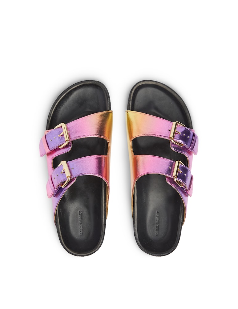 rinascente Isabel Marant Lennyo metallic leather flat sandals - pink