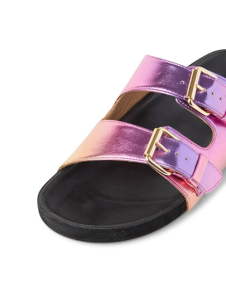 rinascente Isabel Marant Lennyo metallic leather flat sandals - pink