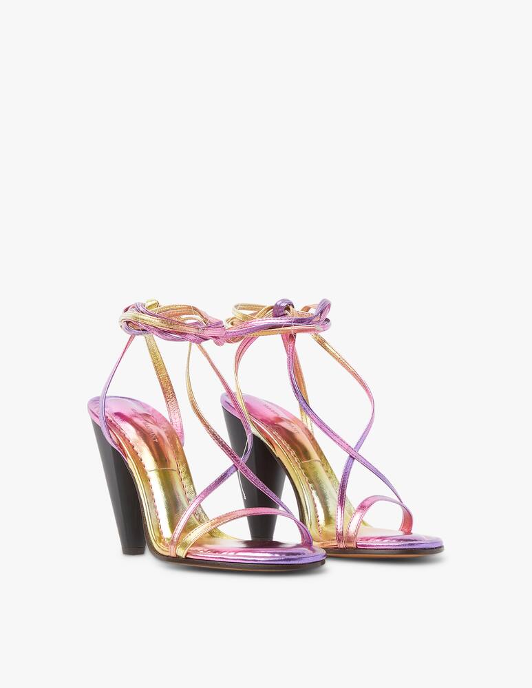 rinascente Isabel Marant Sandali alla schiava tacco in pelle metallica Aliza - rosa
