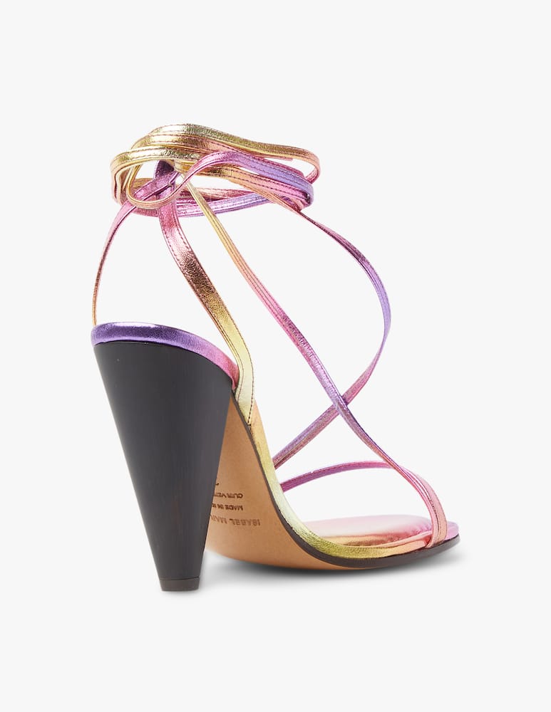 rinascente Isabel Marant Sandali alla schiava tacco in pelle metallica Aliza - rosa