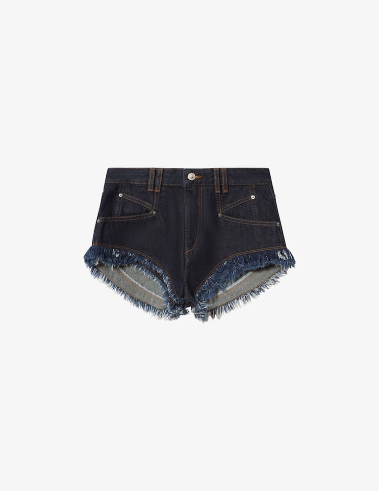 rinascente Isabel Marant Denim frayed hem shorts