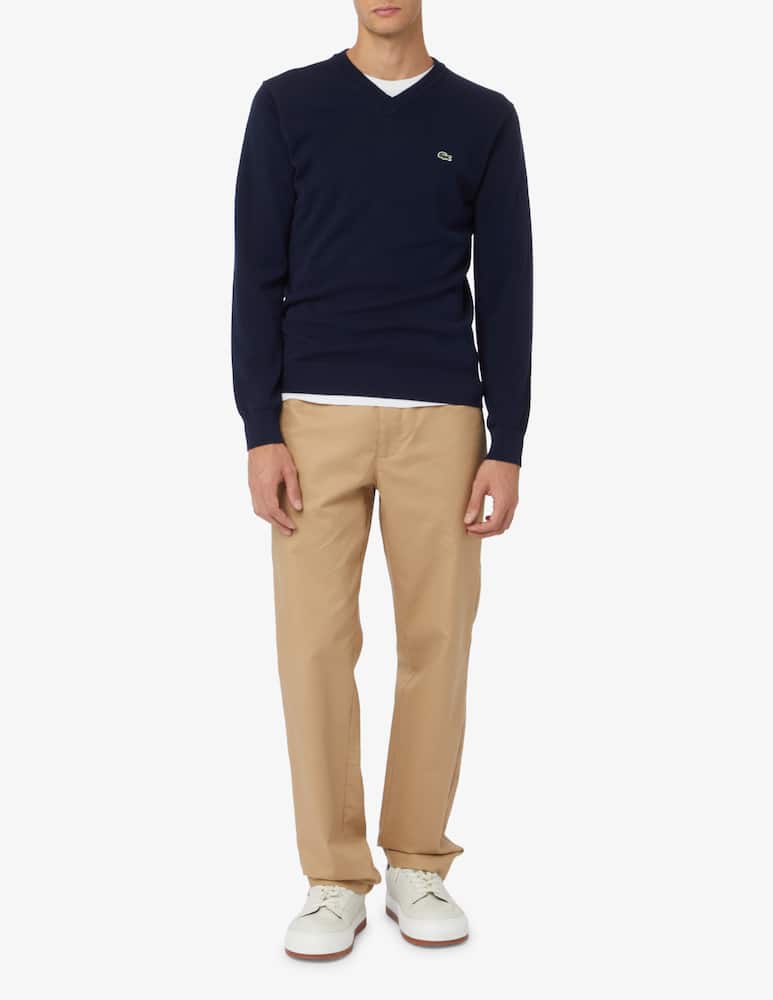 rinascente Lacoste V neck cotton jumper - Blue