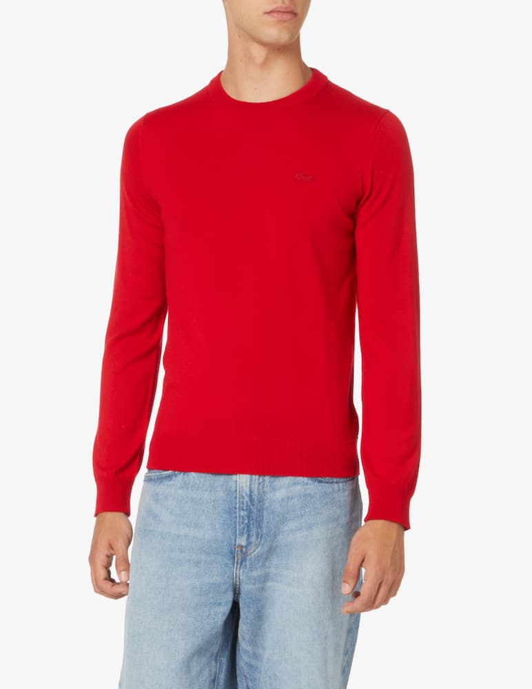 Lacoste Wool logo roundneck sweater - Red - picture 1 Lacoste Wool logo roundneck sweater - Red - picture 1