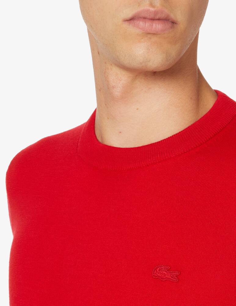 Lacoste Wool logo roundneck sweater - Red - picture 4 Lacoste Wool logo roundneck sweater - Red - picture 4