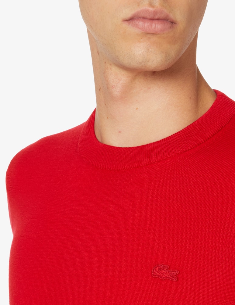 rinascente Lacoste Maglia girocollo in lana con logo - Rosso