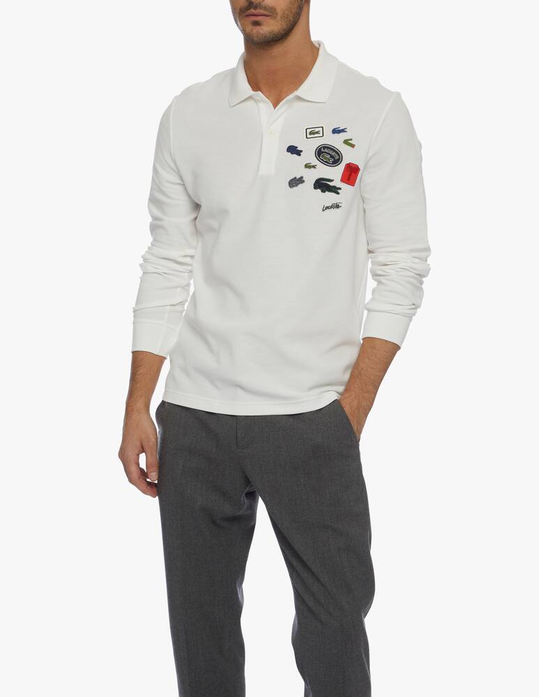 rinascente Lacoste Long sleeved polo shirt with logo path 