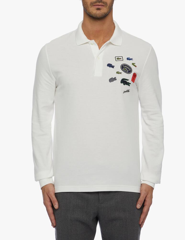 rinascente Lacoste Long sleeved polo shirt with logo path 