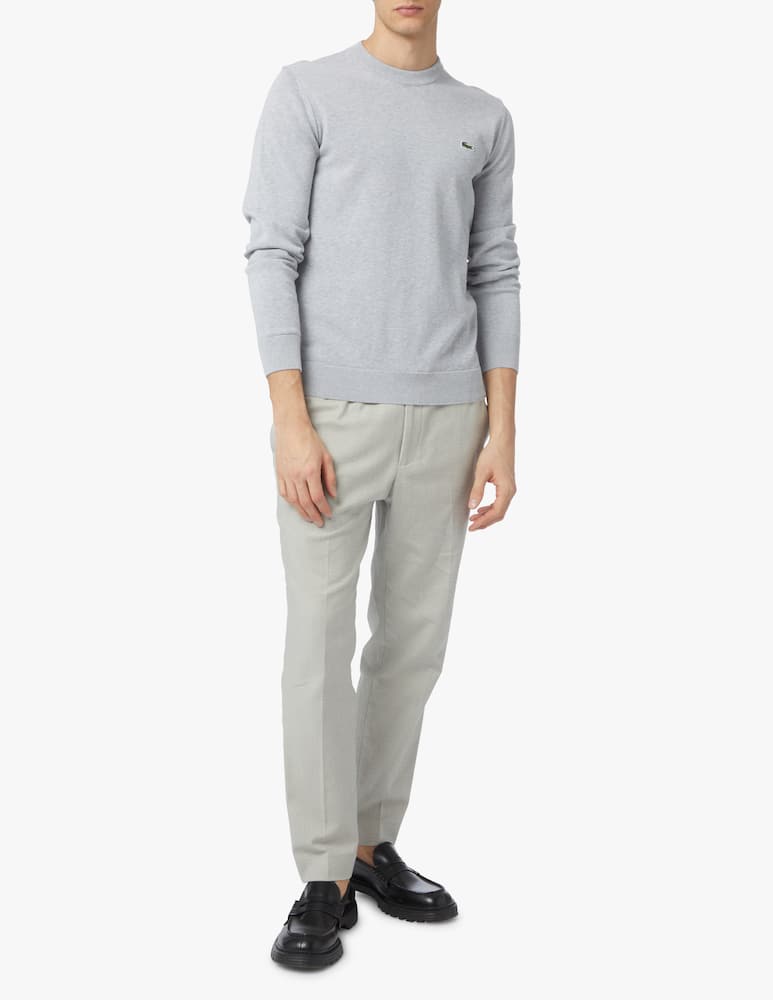 rinascente Lacoste Crewneck basic cotton pullover - grey