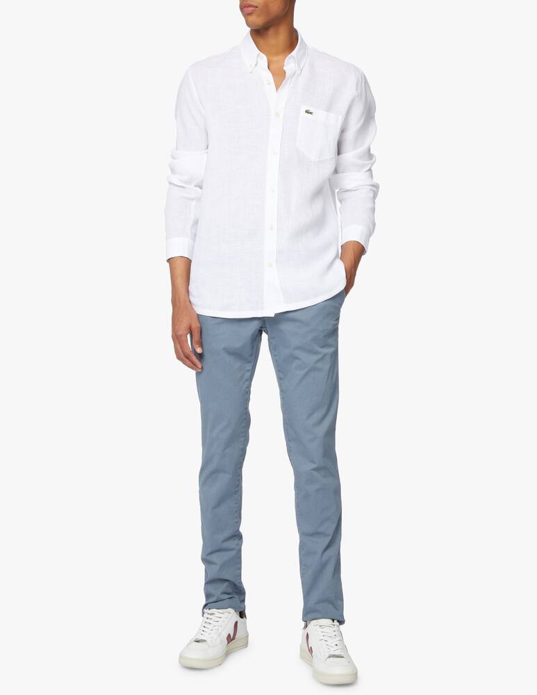 rinascente Lacoste Camicia manica lunga lino regular - bianco