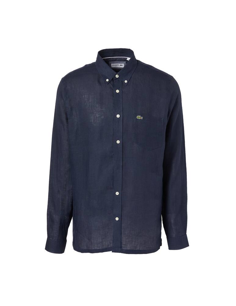 rinascente Lacoste Camicia manica lunga lino regular - blu