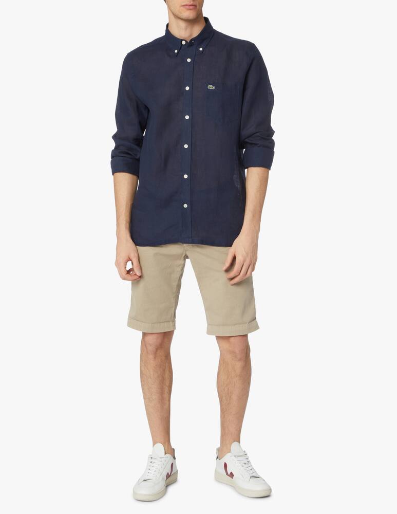 rinascente Lacoste Camicia manica lunga lino regular - blu