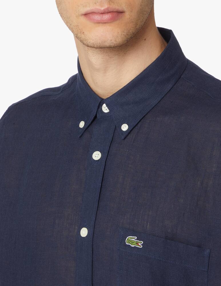 rinascente Lacoste Camicia manica lunga lino regular - blu