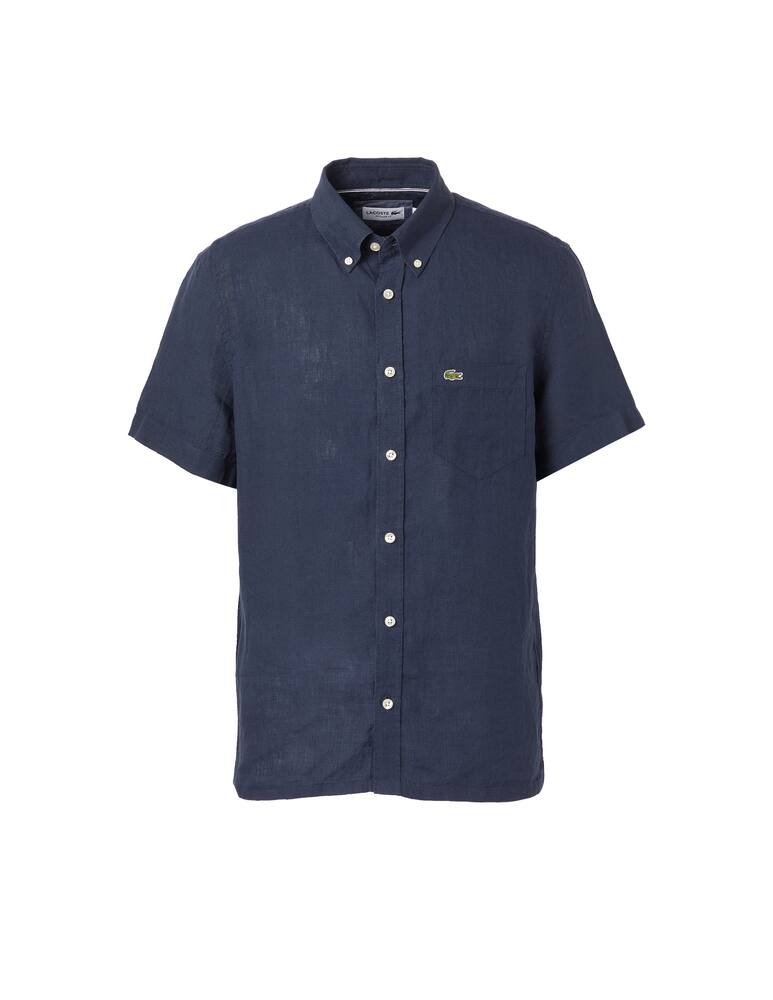 rinascente Lacoste Camicia manica corta reg in lino - blu
