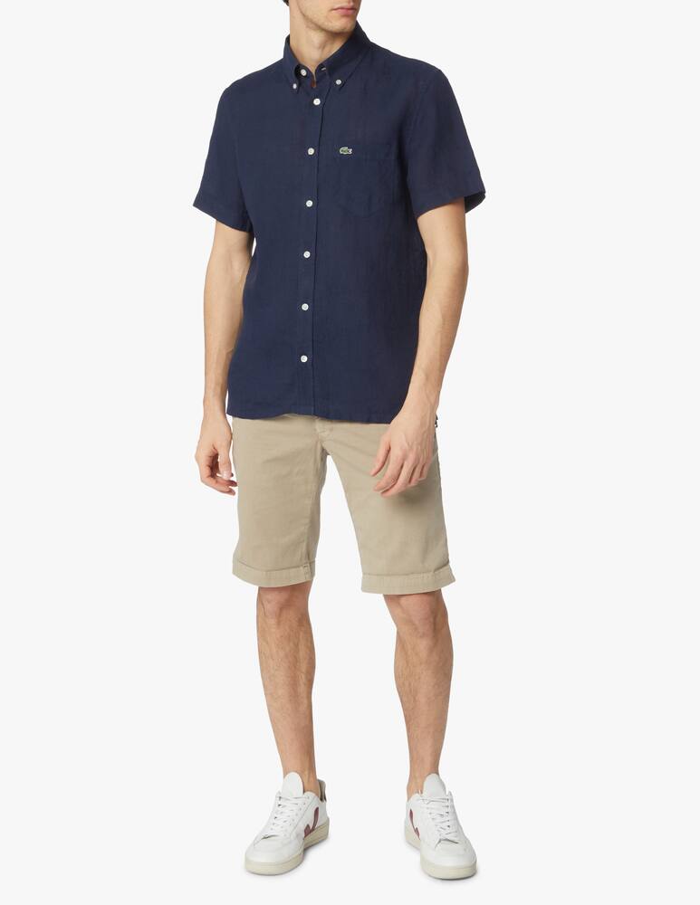 rinascente Lacoste Camicia manica corta reg in lino - blu