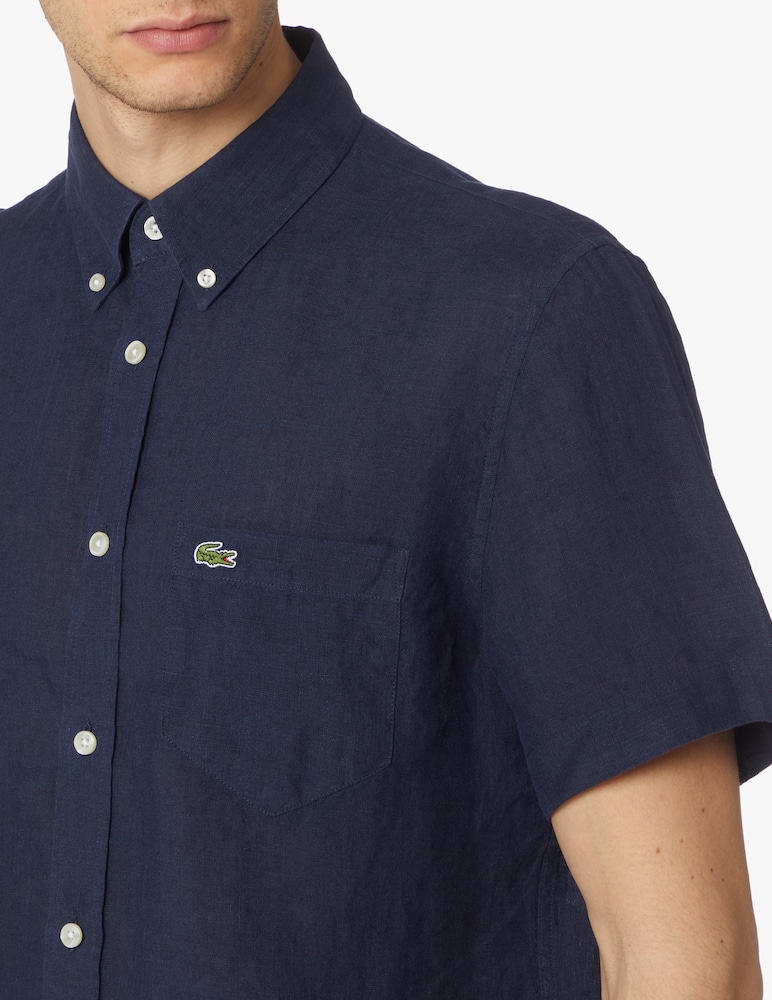 rinascente Lacoste Camicia manica corta reg in lino - blu