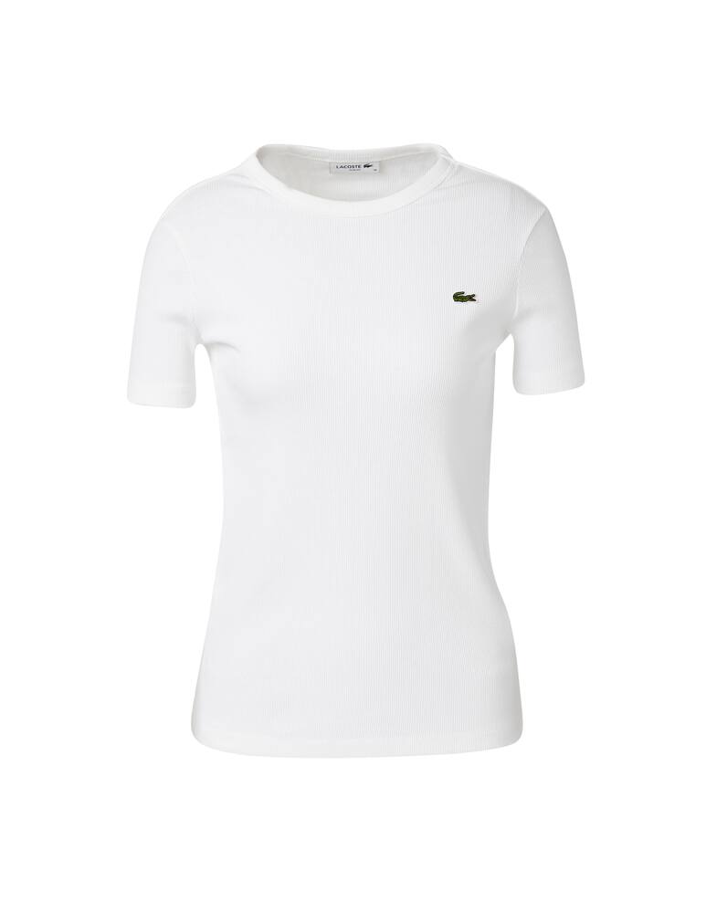 rinascente Lacoste T-shirt girocollo a costine in cotone - bianco