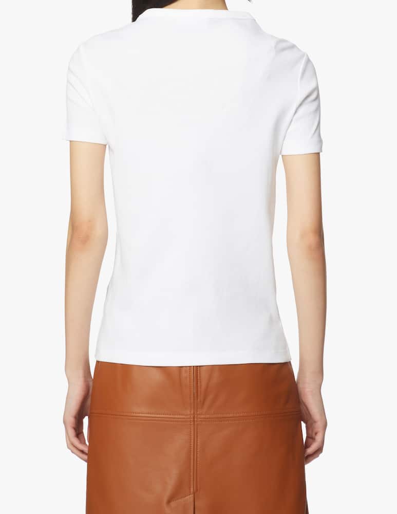 rinascente Lacoste T-shirt girocollo a costine in cotone - bianco