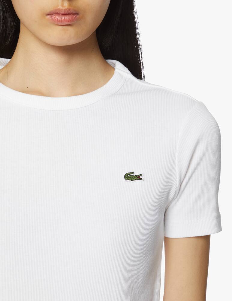 rinascente Lacoste T-shirt girocollo a costine in cotone - bianco