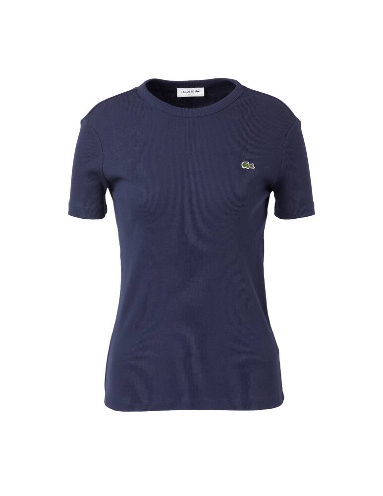 rinascente Lacoste T-shirt girocollo a costine in cotone - blu