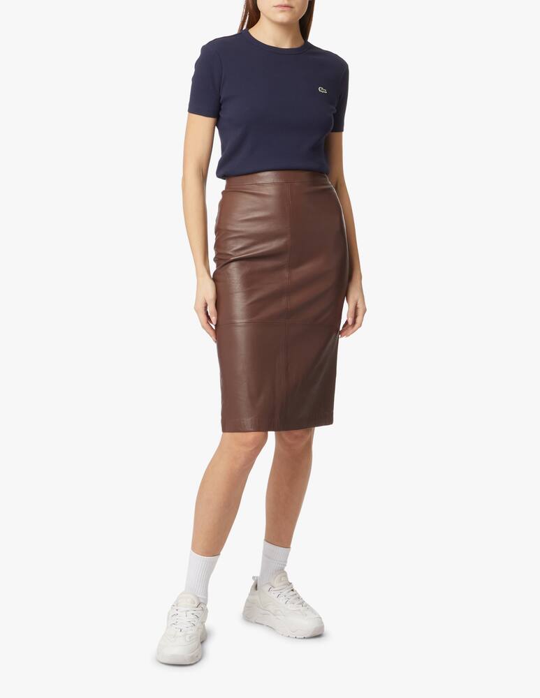 rinascente Lacoste T-shirt girocollo a costine in cotone - blu