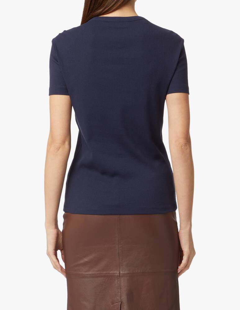 rinascente Lacoste T-shirt girocollo a costine in cotone - blu