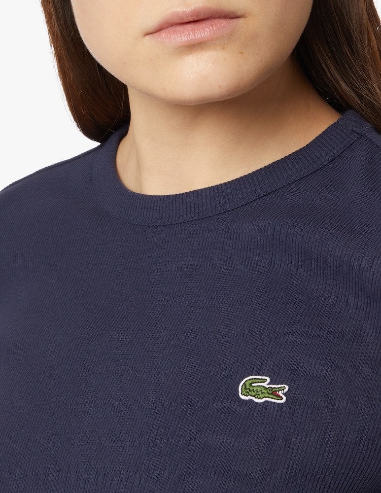 rinascente Lacoste T-shirt girocollo a costine in cotone - blu
