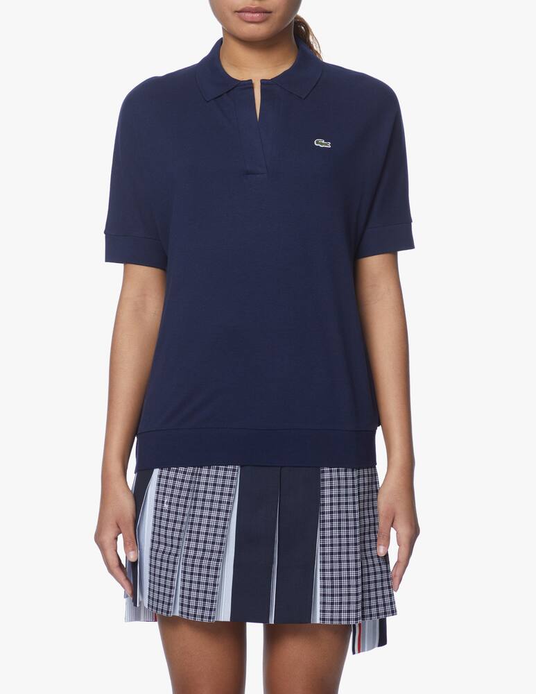 Lacoste Cotton blend polo shirt without buttons - blue - picture 1 Lacoste Cotton blend polo shirt without buttons - blue - picture 1