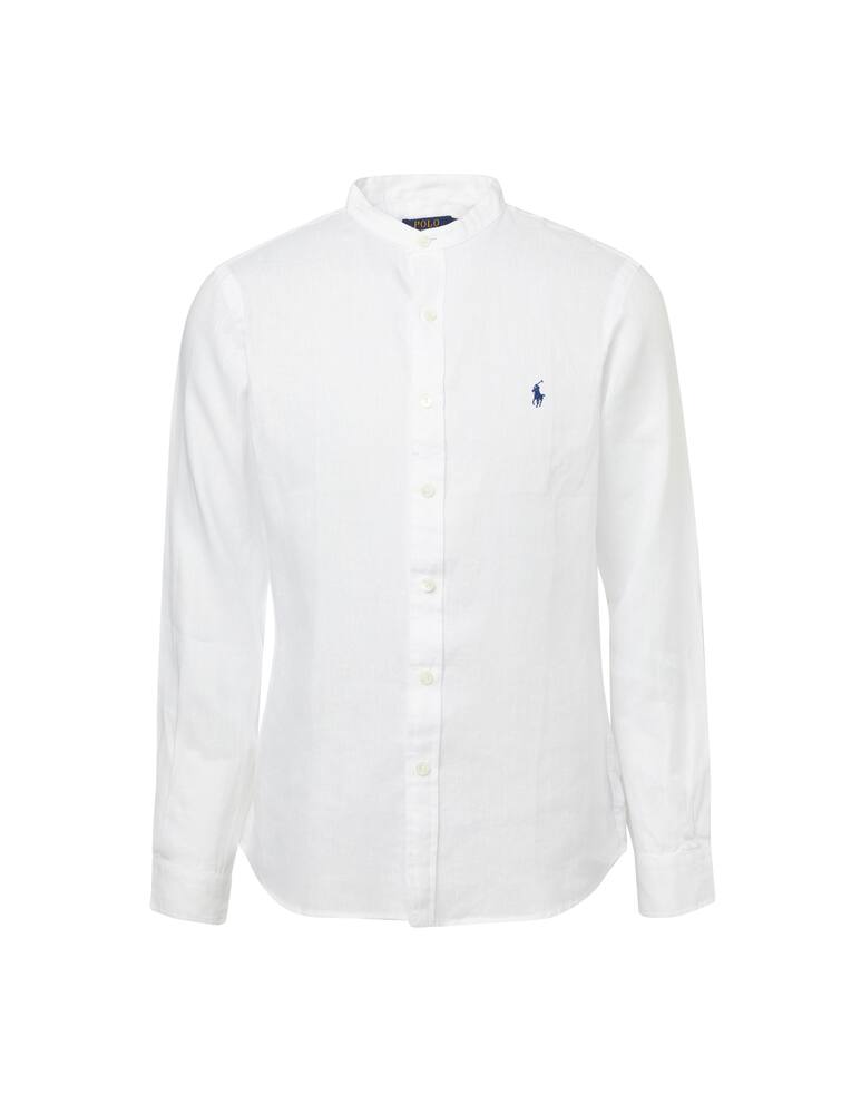 rinascente Polo Ralph Lauren Camicia con collo corano in lino slim fit - bianco