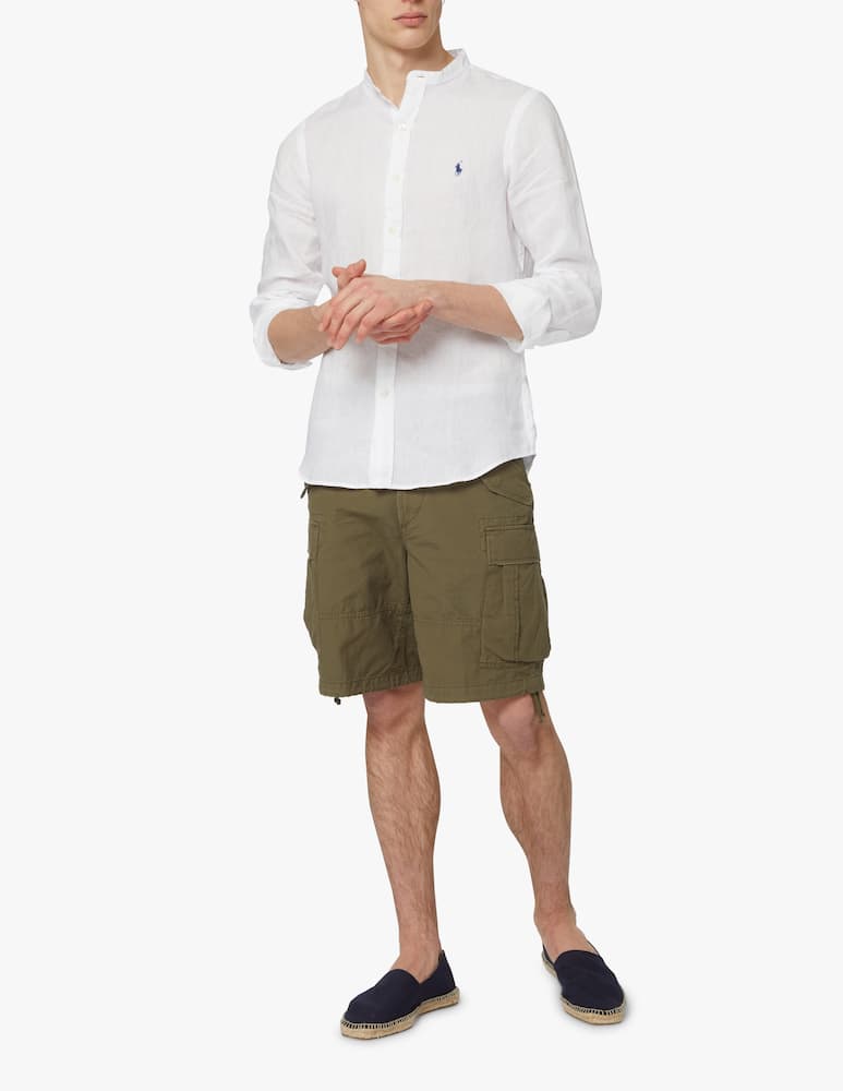 rinascente Polo Ralph Lauren Camicia con collo corano in lino slim fit - bianco