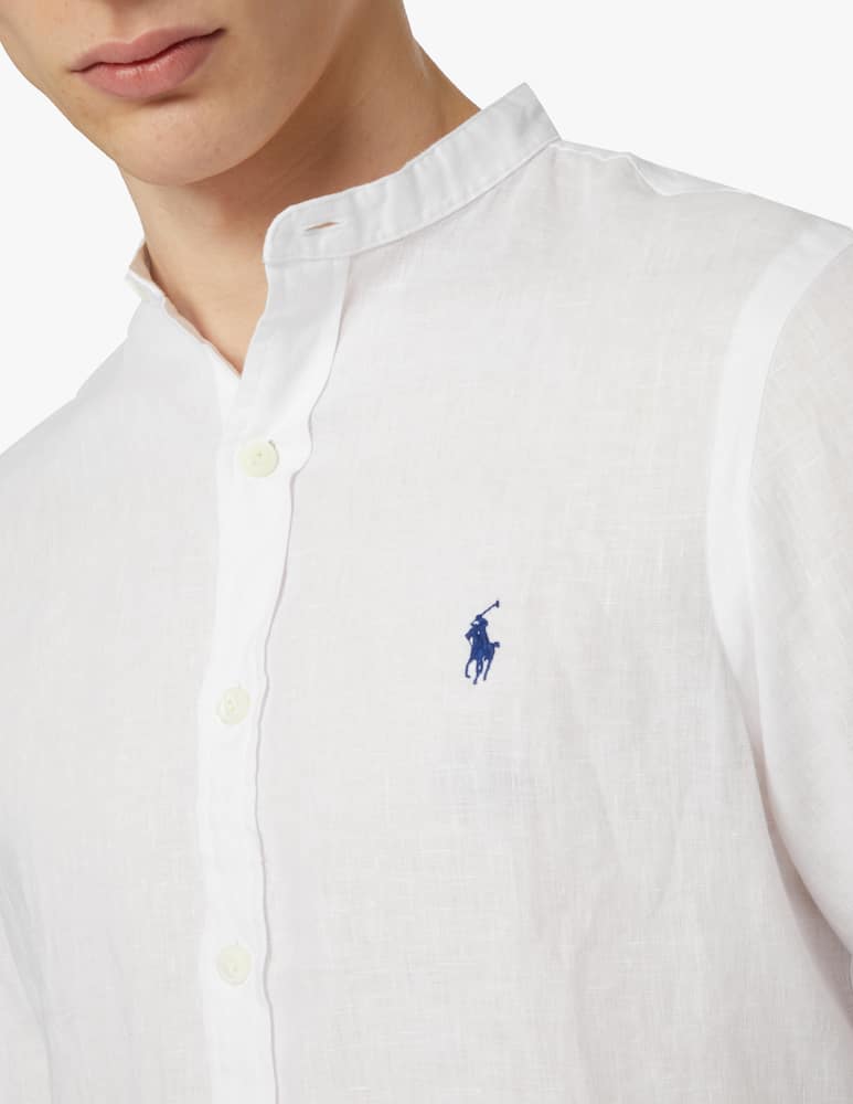 rinascente Polo Ralph Lauren Camicia con collo corano in lino slim fit - bianco