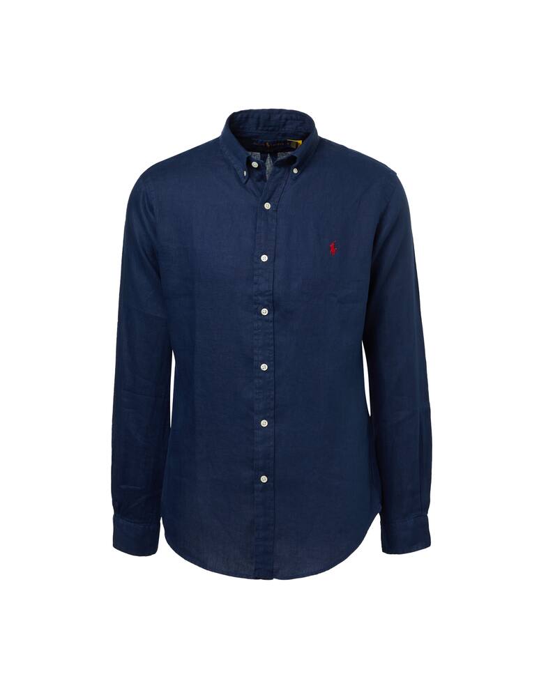 rinascente Polo Ralph Lauren Linen slim fit botton down shirt - blue