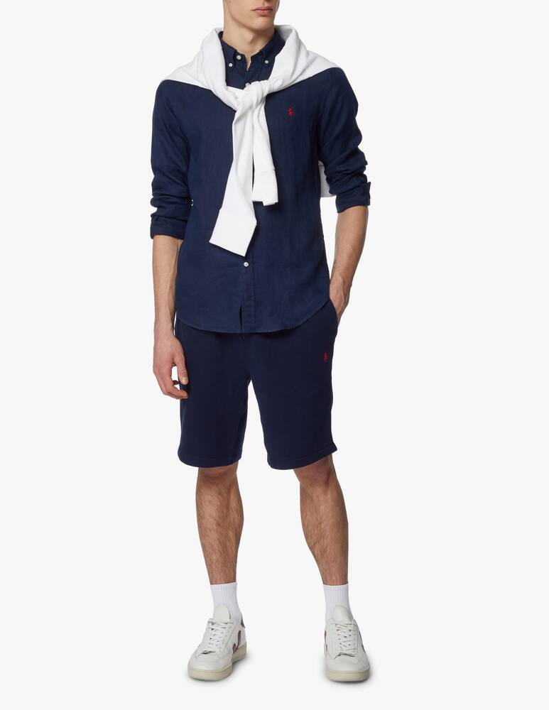 rinascente Polo Ralph Lauren Linen slim fit botton down shirt - blue
