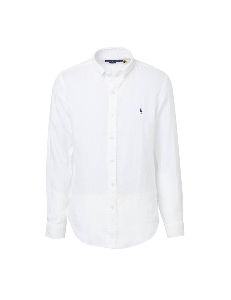 rinascente Polo Ralph Lauren Camicia botton down slim fit in lino - bianco