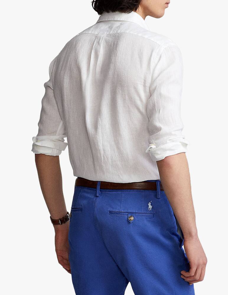 rinascente Polo Ralph Lauren Camicia botton down slim fit in lino - bianco