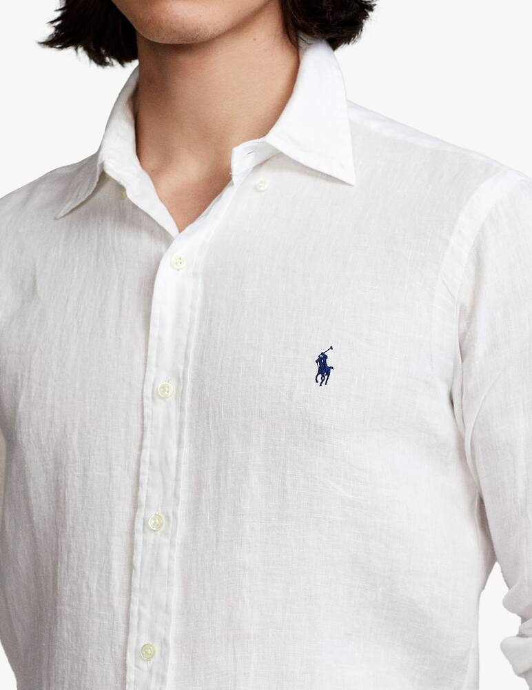 rinascente Polo Ralph Lauren Camicia botton down slim fit in lino - bianco