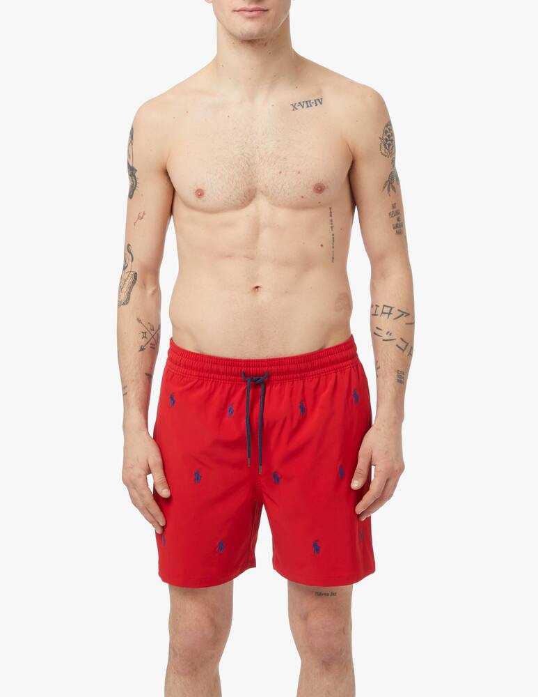 rinascente Polo Ralph Lauren Allover traveler swimshort - red