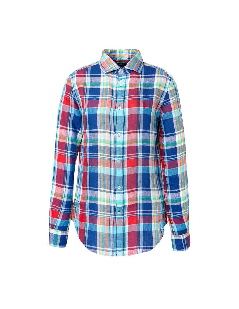 rinascente Polo Ralph Lauren Camicia in lino scozzese classic-fit Georgia - azzurro