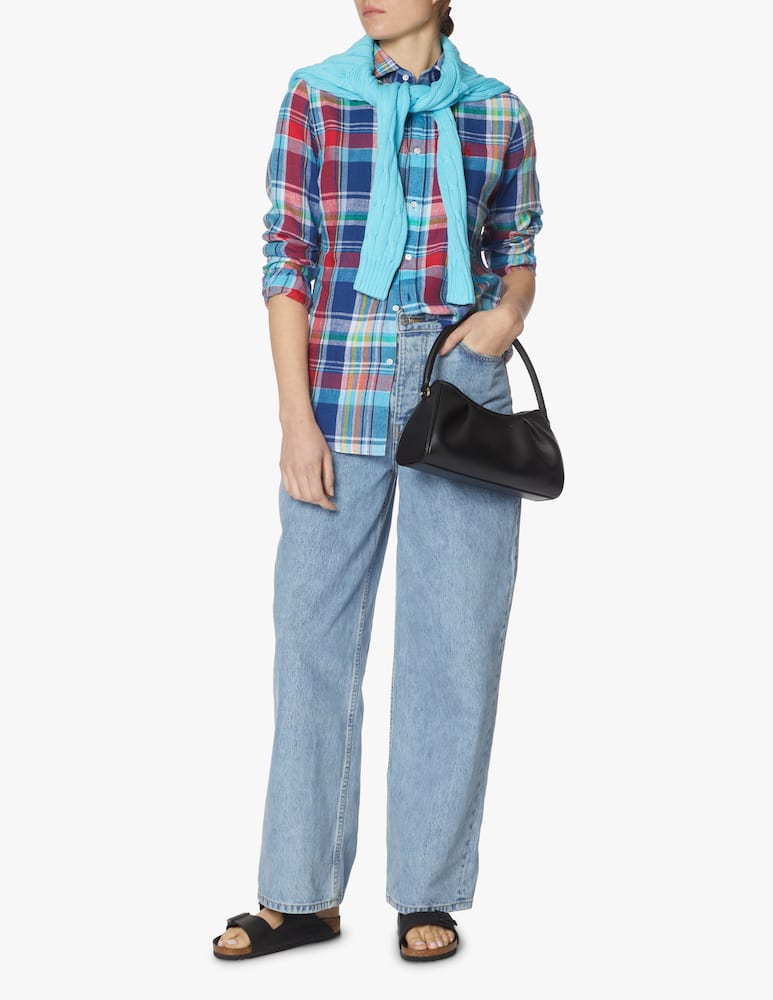 rinascente Polo Ralph Lauren Camicia in lino scozzese classic-fit Georgia - azzurro