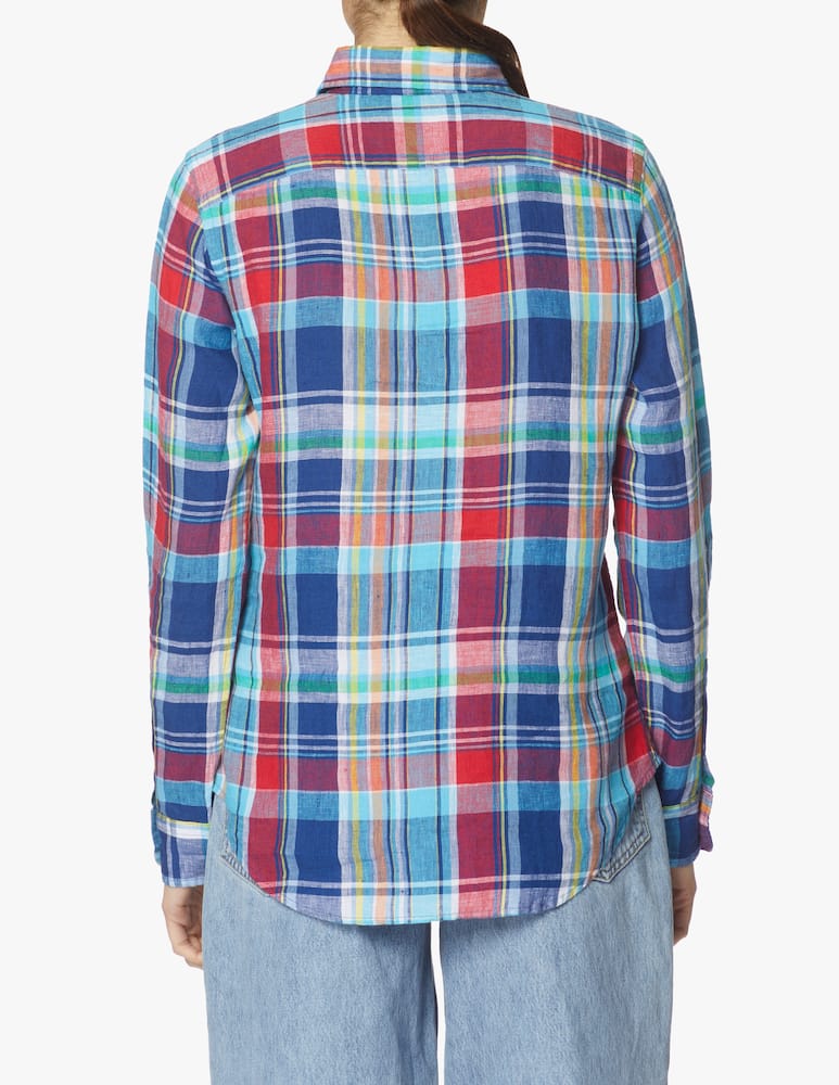 rinascente Polo Ralph Lauren Camicia in lino scozzese classic-fit Georgia - azzurro