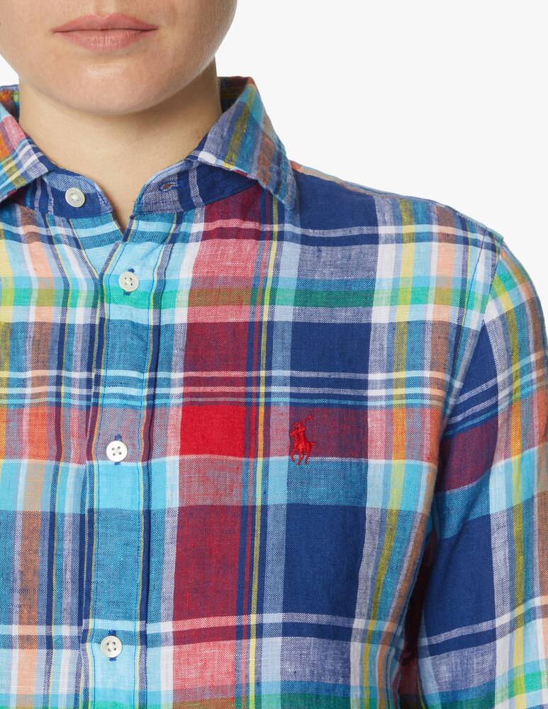 rinascente Polo Ralph Lauren Camicia in lino scozzese classic-fit Georgia - azzurro