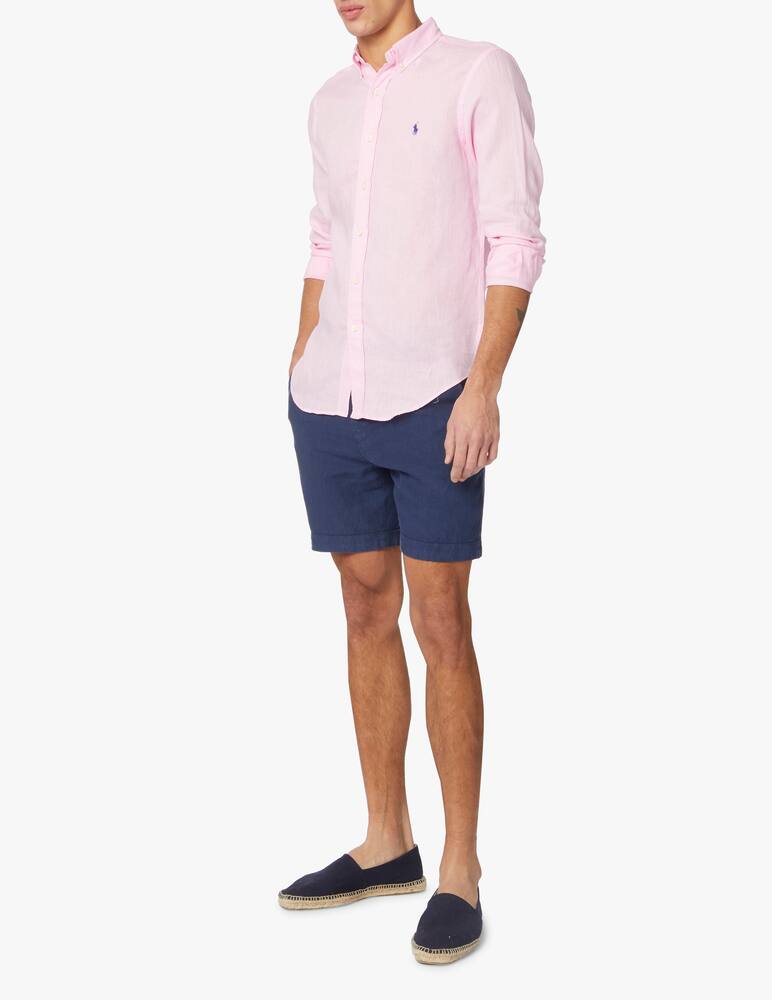 rinascente Polo Ralph Lauren Linen slim fit botton down shirt - pink