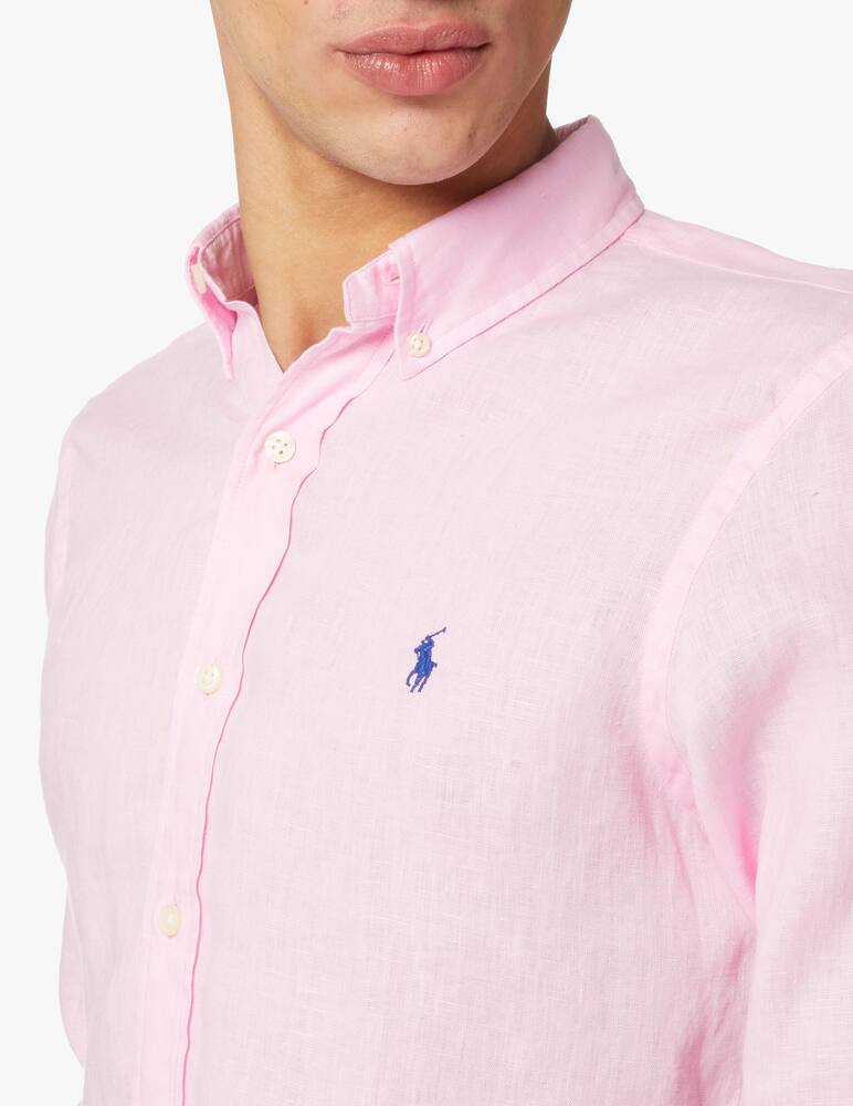 rinascente Polo Ralph Lauren Linen slim fit botton down shirt - pink