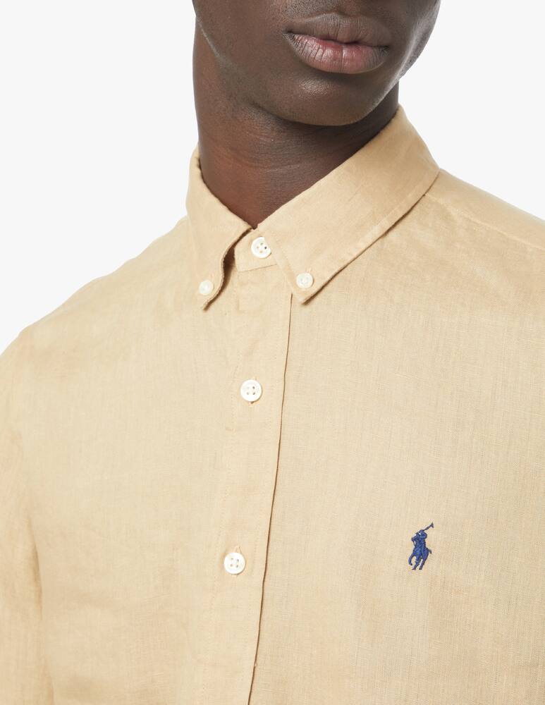 rinascente Polo Ralph Lauren Camicia botton down slim fit in lino - beige
