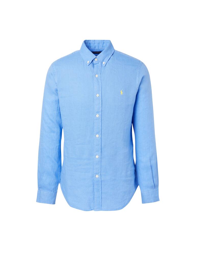 rinascente Polo Ralph Lauren Camicia botton down slim fit in lino - blu