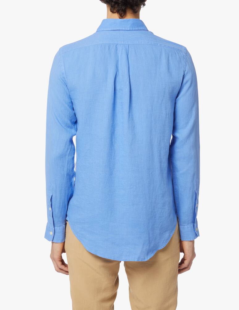 rinascente Polo Ralph Lauren Camicia botton down slim fit in lino - blu
