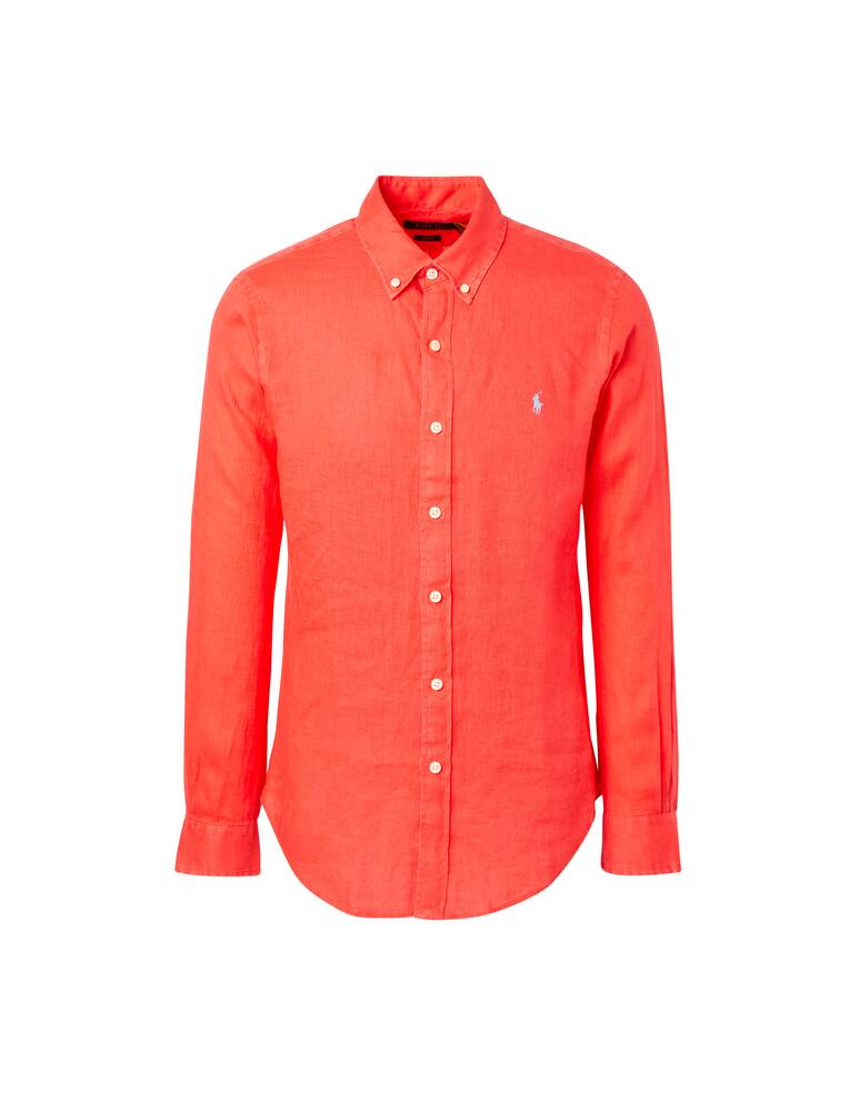 rinascente Polo Ralph Lauren Camicia botton down slim fit in lino - rosso